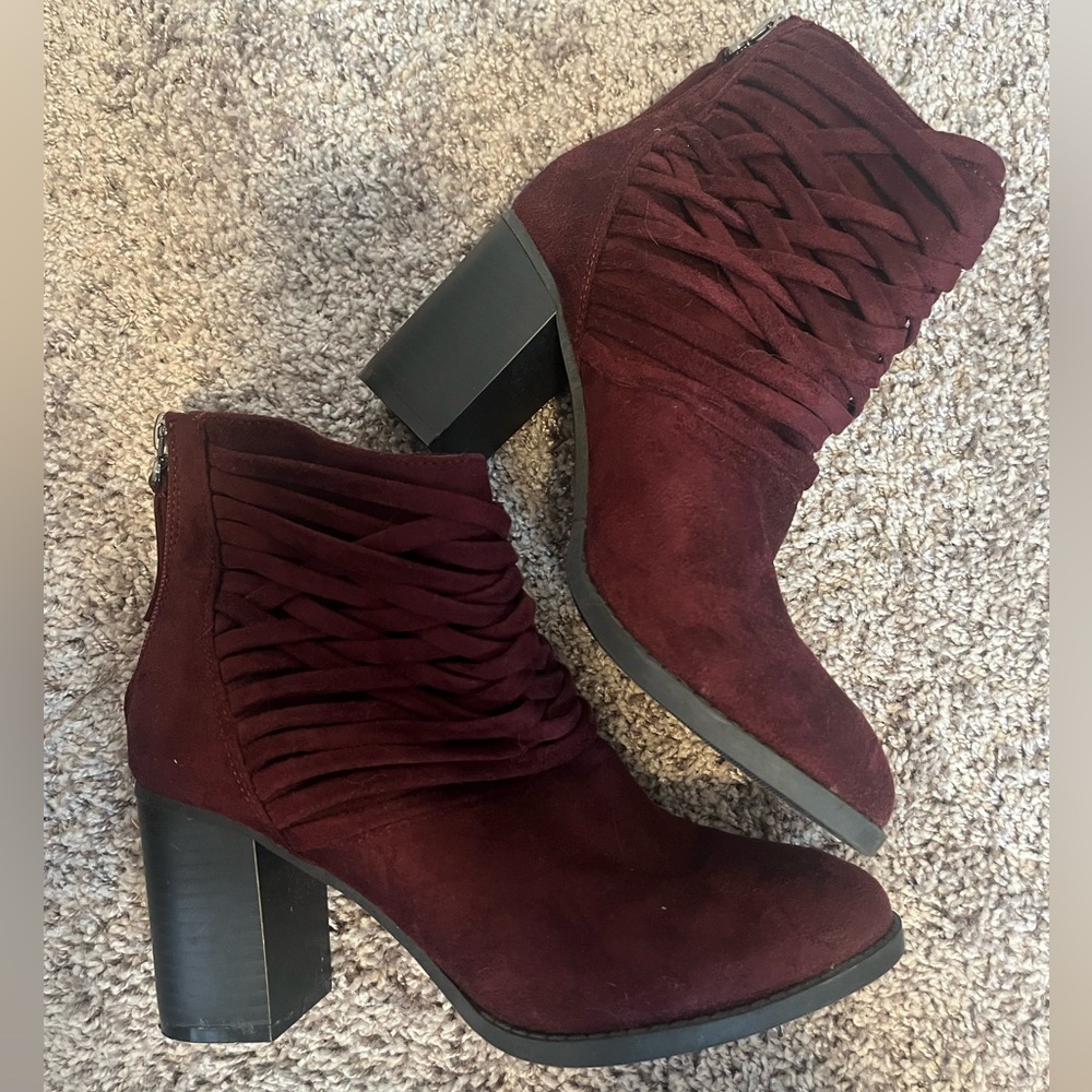 Burgundy Ankle Boots - Charlotte Russe